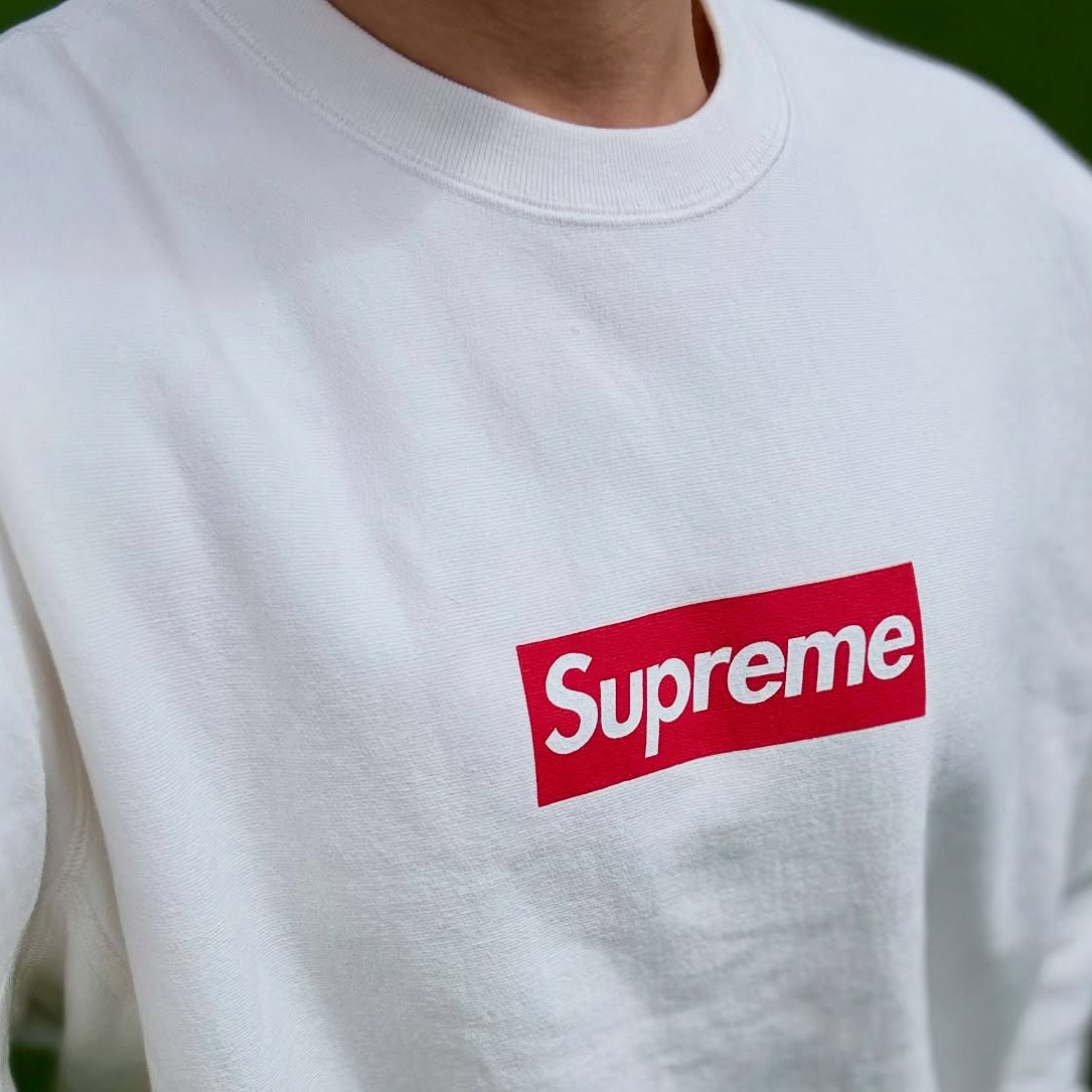 Supreme Washed Box Logo Crewneck White