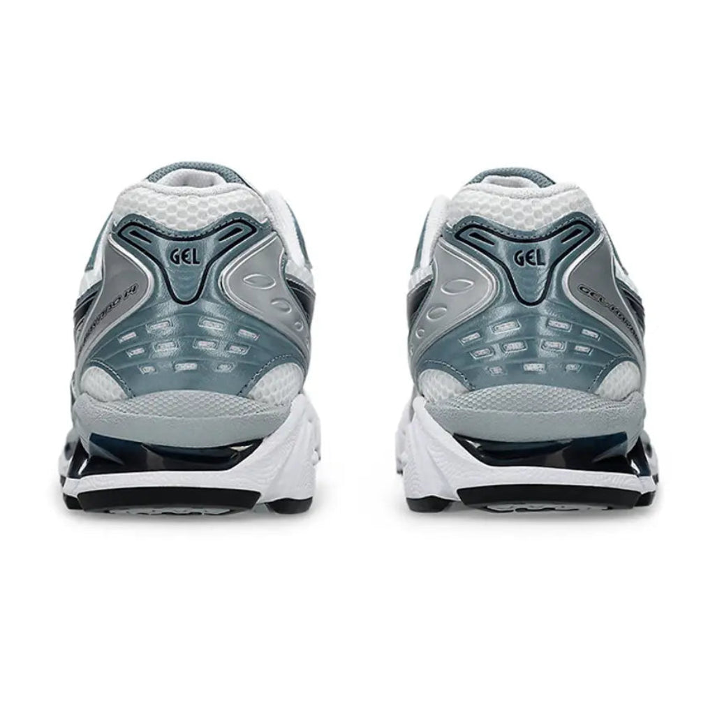 SICS Gel-Kayano 14 White Fjord Grey pair front angled view on white background