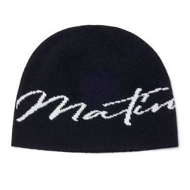 MATIN KIM LOGO SCRIPT BEANIE IN BLACK