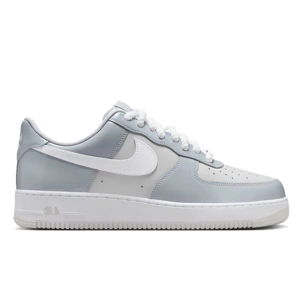 Nike Air Force 1 Low Wolf Grey Vast Grey lateral side profile showing full wolf grey upper and white sole