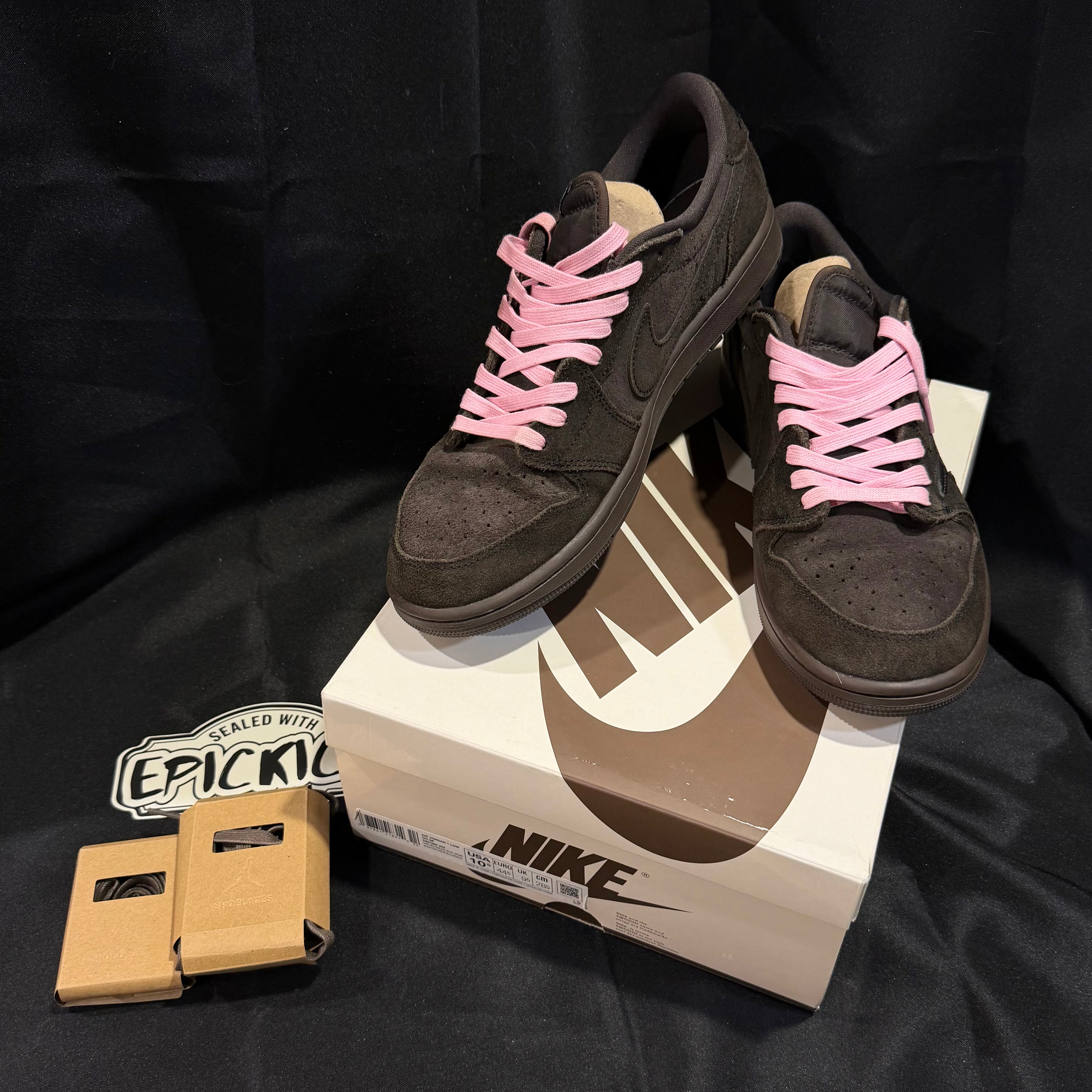 PRE-LOVED | Travis Scott x Air Jordan 1 Low OG SP 'Velvet Brown' – UK 9.5